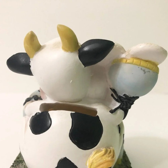 Vintage  Cow With Butterfly Coin Bank Resin Figure 4 Inch Tall - Picture 8 of 15